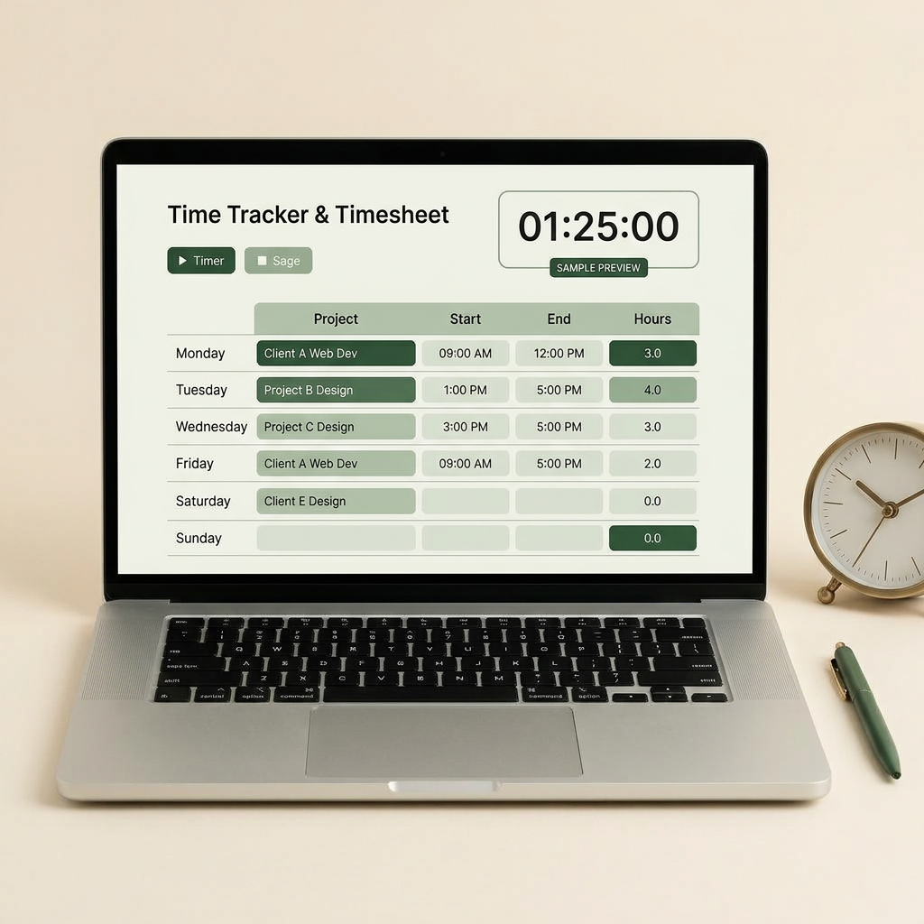 Time Tracker & Timesheet mockup